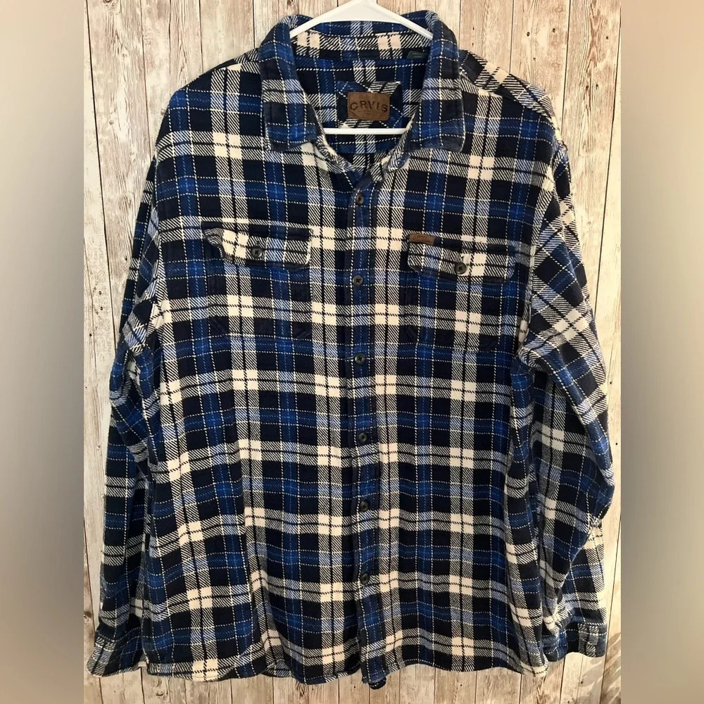 Orvis Heavy Flannel Button Down Shirt XL